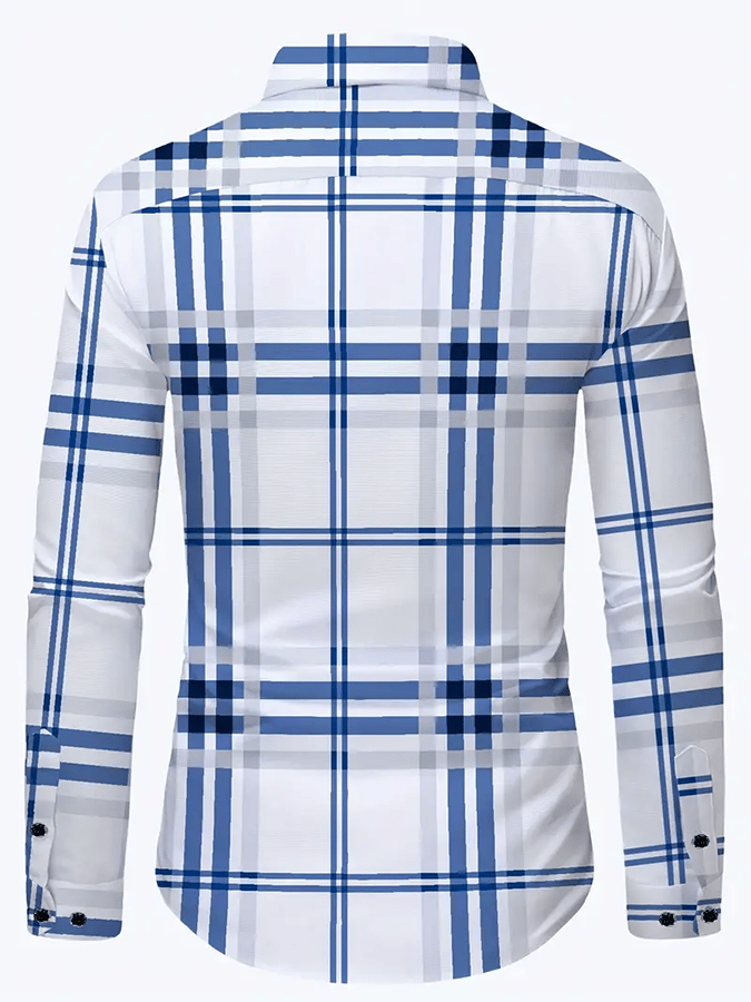 para hombre Plaid ejecutivo casual camisa