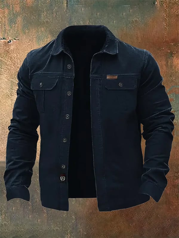 Chaqueta vintage para exterior Multi-bolsillo para hombre