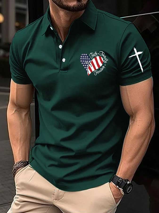 Camisa polo Faith American flag estampado para hombre