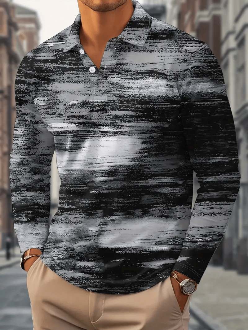 Camisa polo ejecutivo clásico rayas estampado Button para hombre