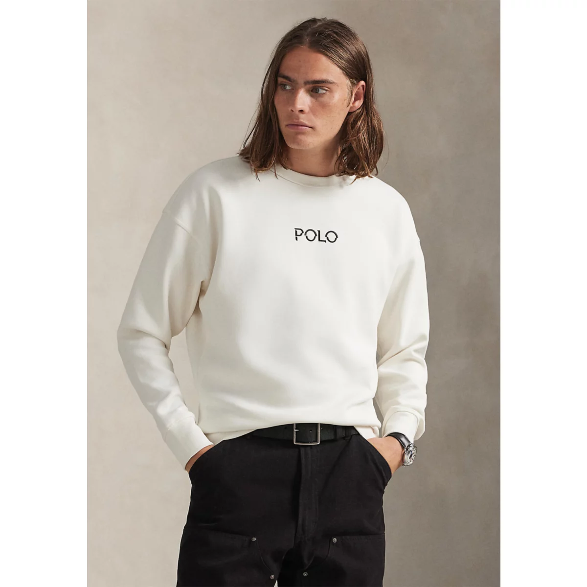 Relaxed Fit Logo Double-Knit Sweatshirt - 6