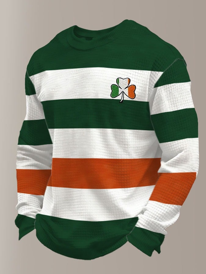 Retro St Patrick's Day estampado casual de manga larga Top para hombre