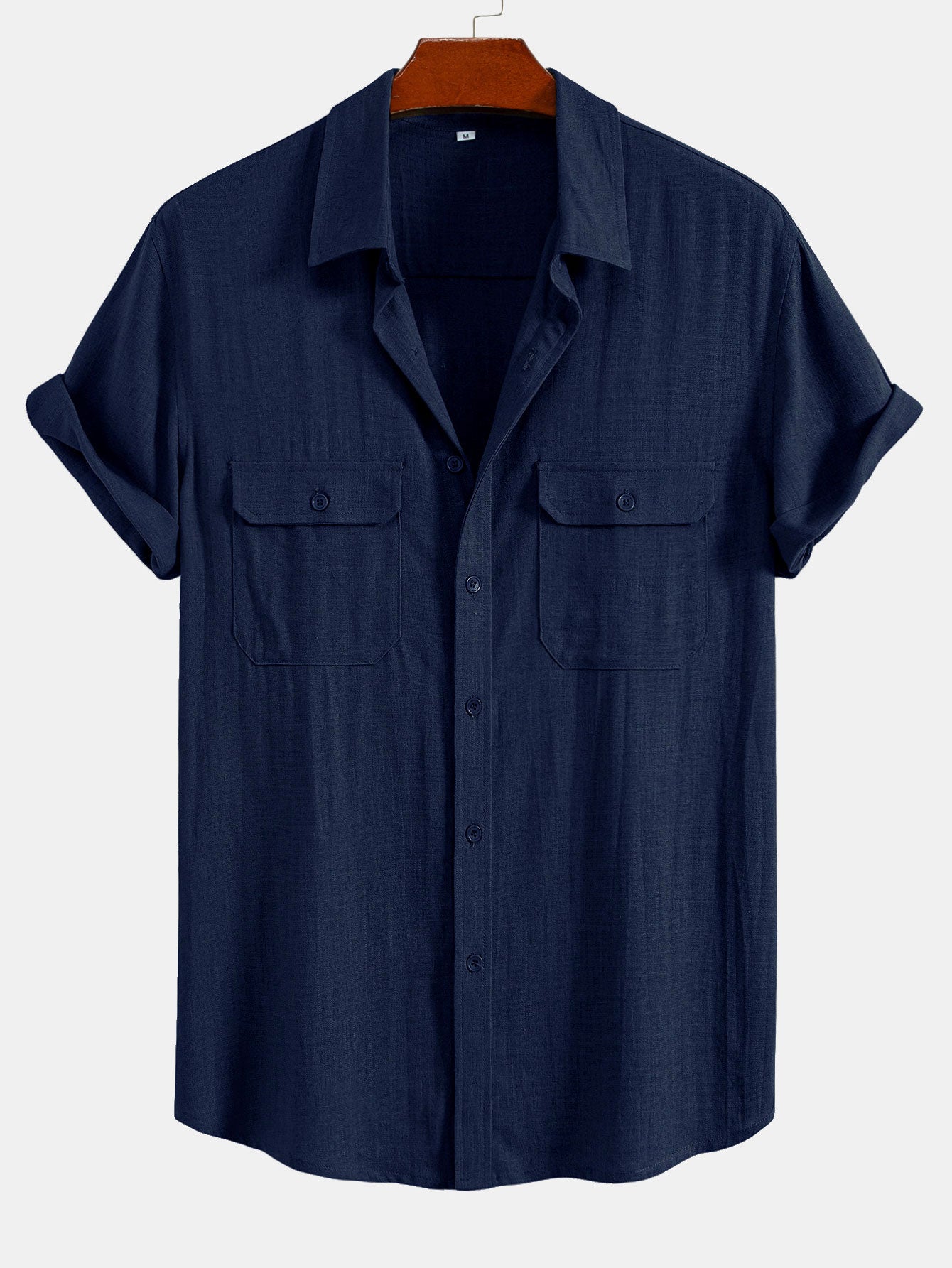Camisa de lino Rayon Blend Pocket Utility