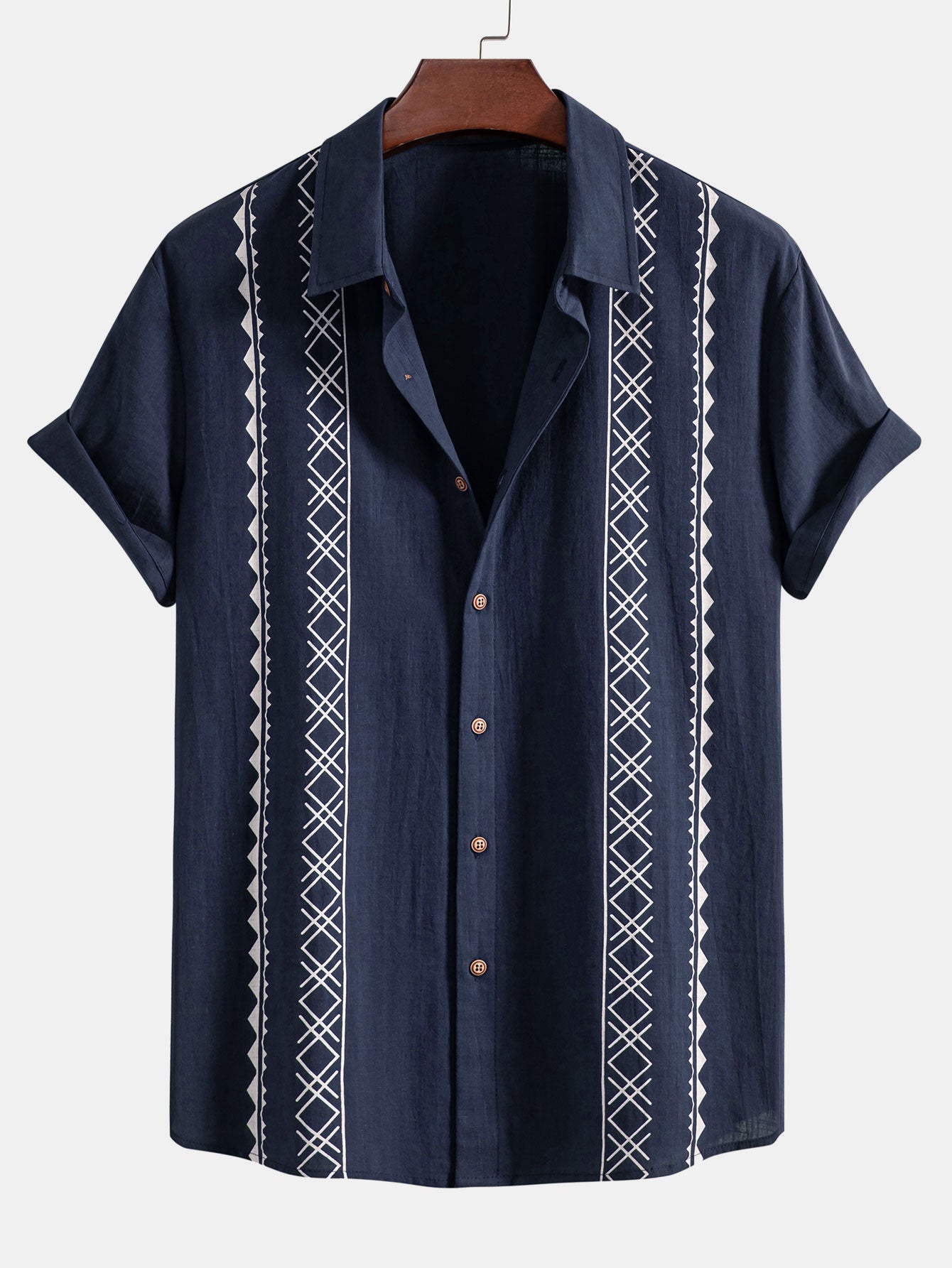 Camisa Geometric estampado de lino Look