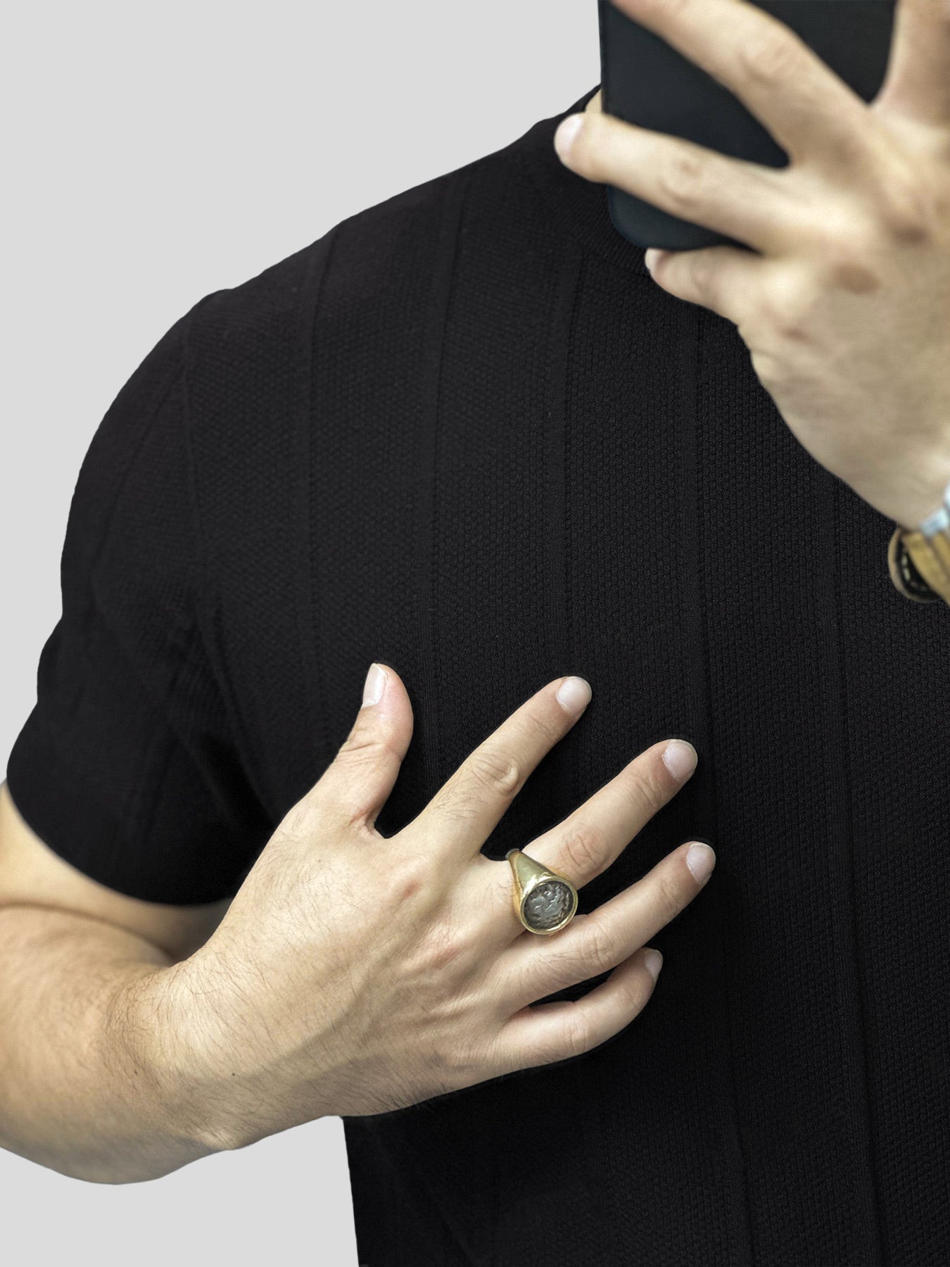 Camiseta Gentletejido transpirable a rayas de manga corta tejidoted
