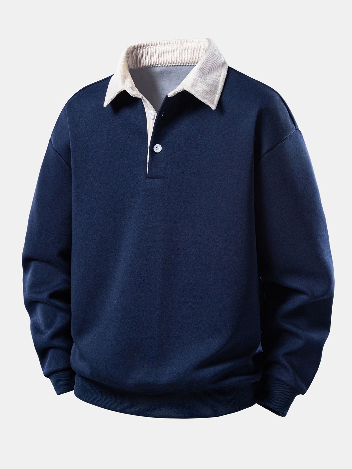 Sudadera Relax Fit Contrast Corduroy Polo Collar & Straight Leg Corduroy pantalón
