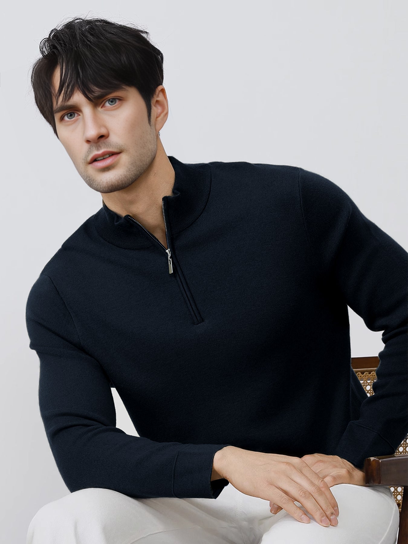 Gentletejido Washable Half Zip Mock Neck Sweater