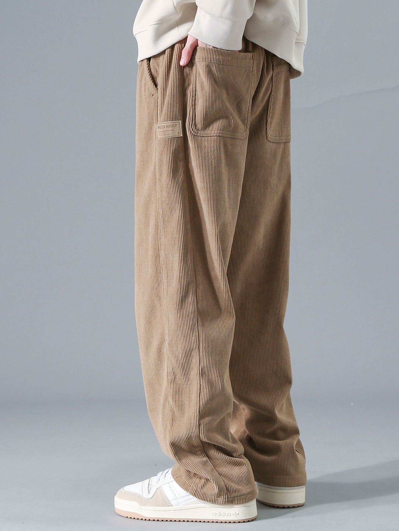 Sudadera Relax Fit Contrast Corduroy Polo Collar & Straight Leg Corduroy pantalón