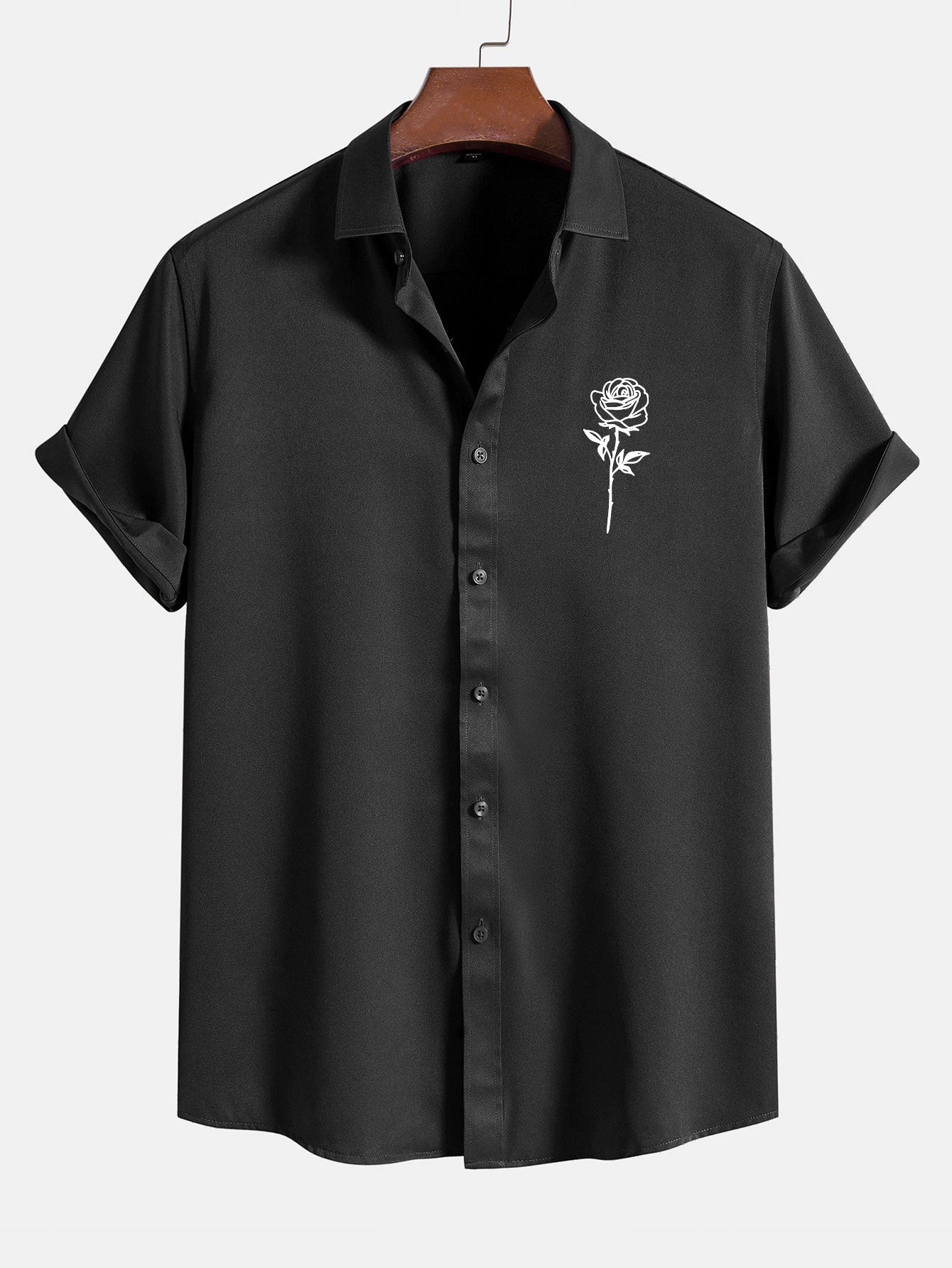 Rose estampado de manga corta camisas
