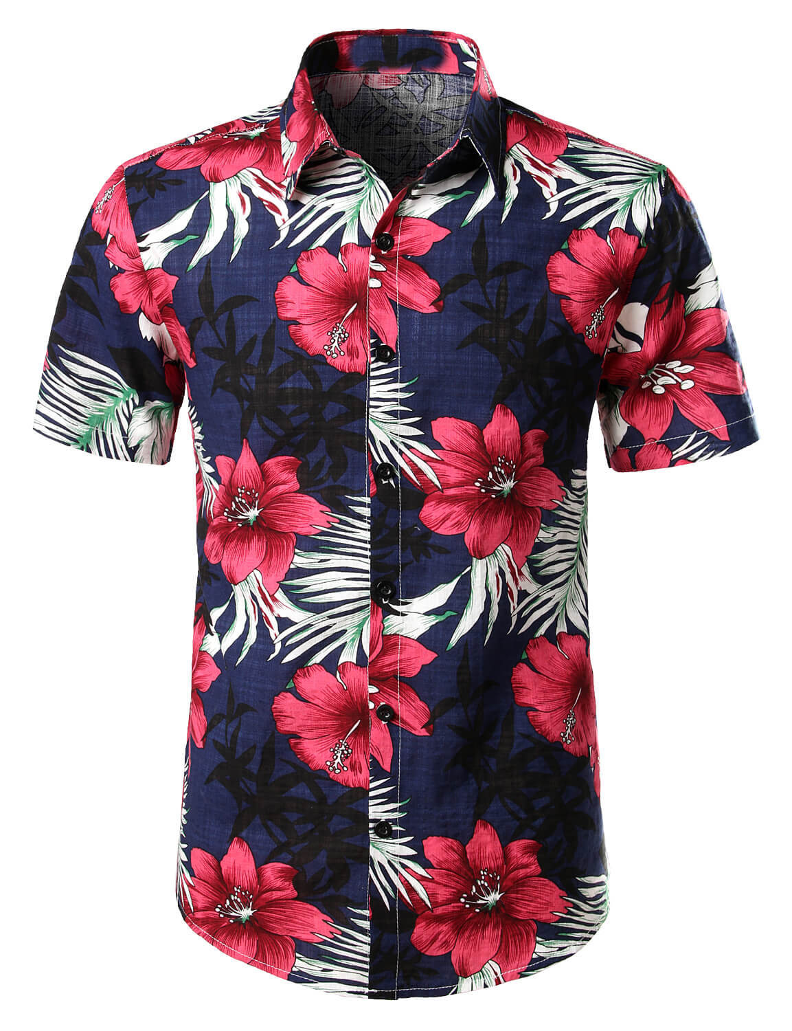 Camisa Flower Tropical Hawaii de algodón de manga corta para hombre