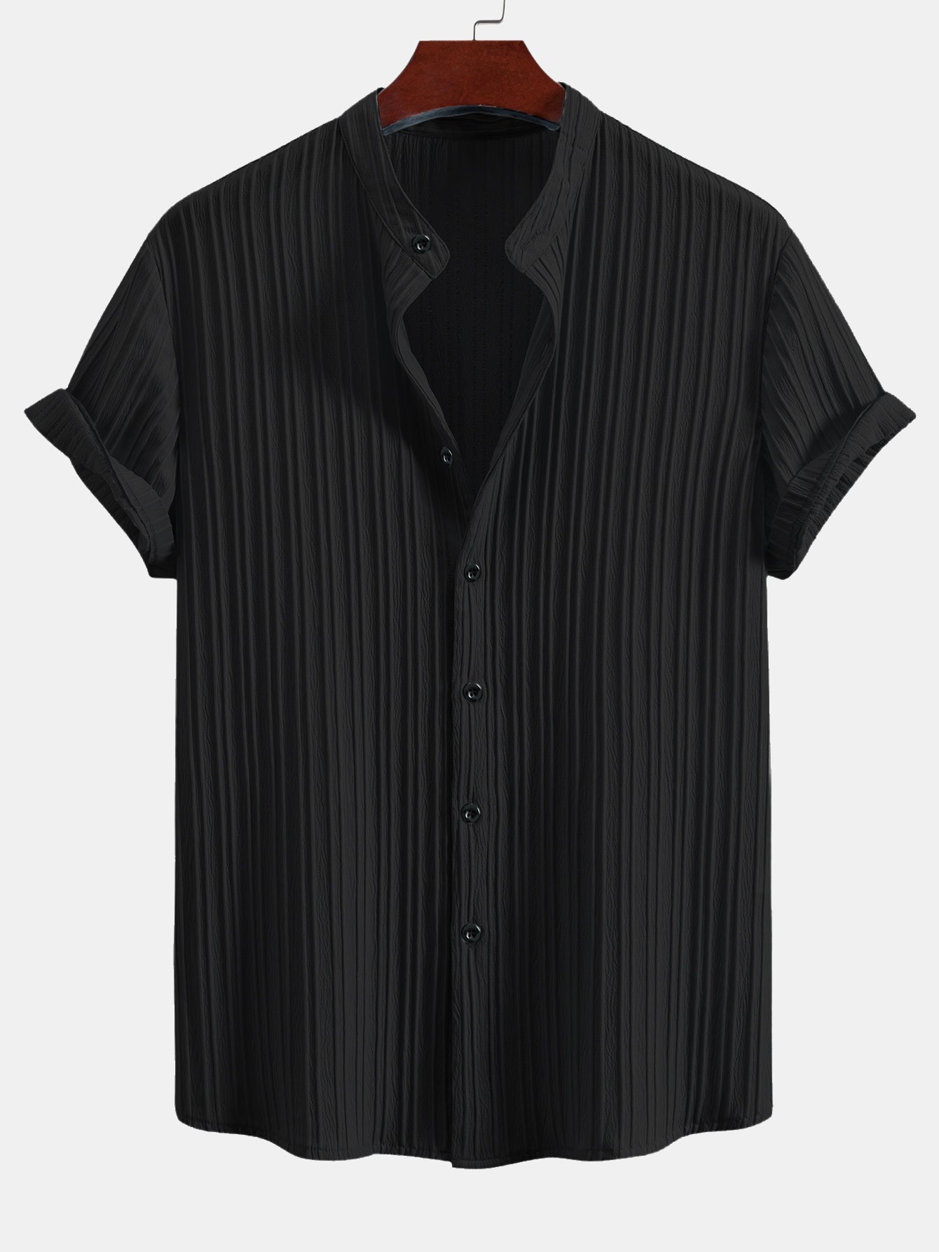 Camisa Textured Stand Collar