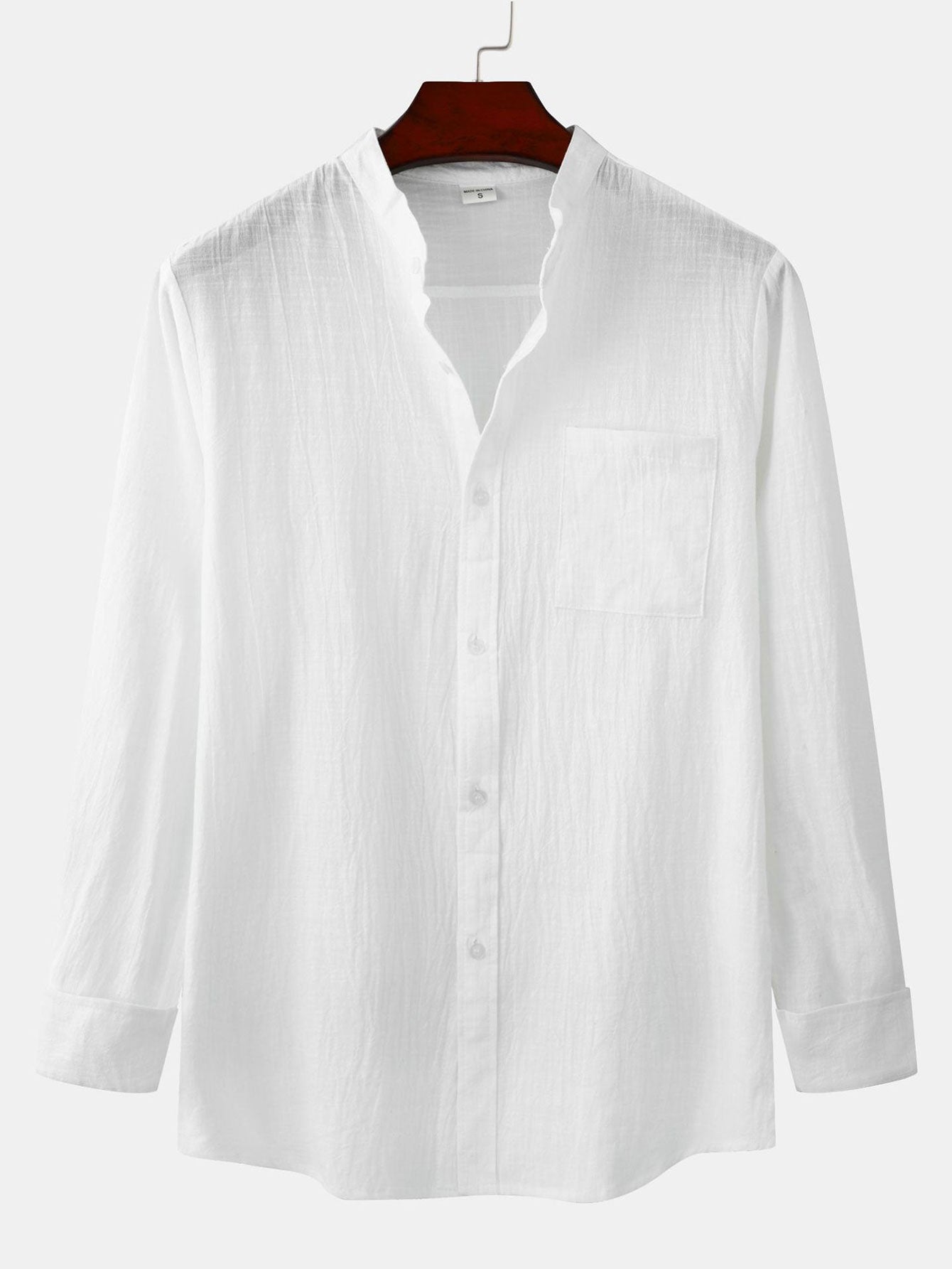 Camisa de manga larga Textured Stand Collar