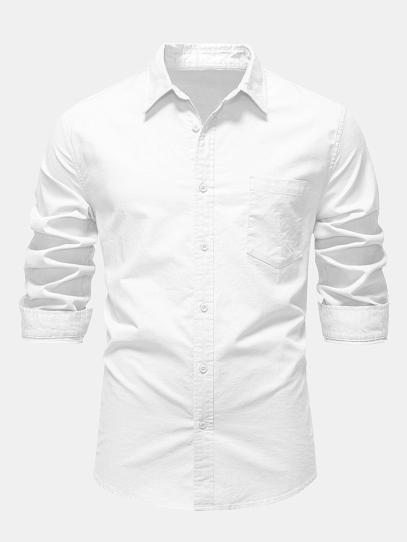 Camisa de manga larga de lino de algodón Blend With Pocket