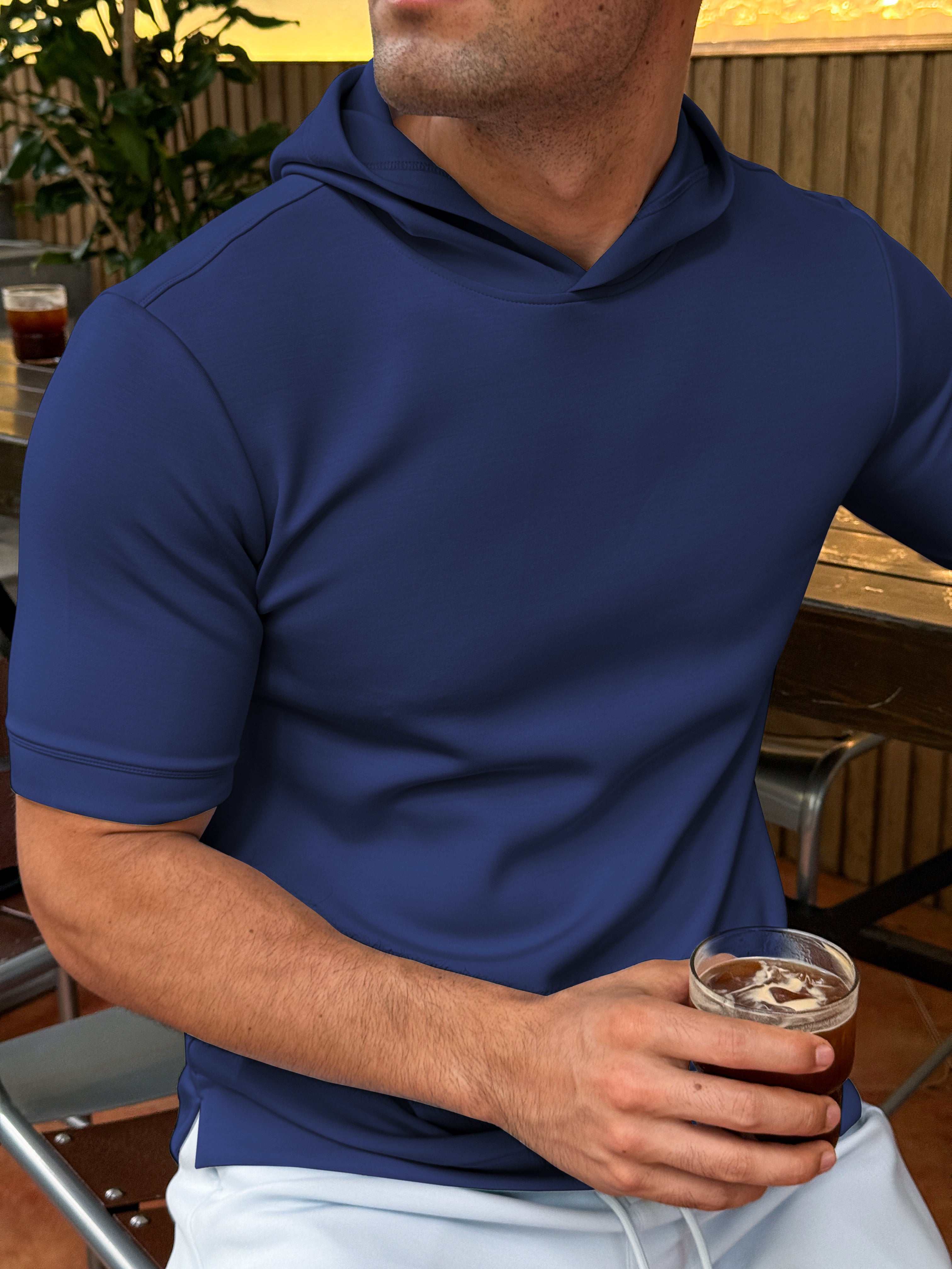 Sudadera Modal Blend de manga corta con gorrasucha