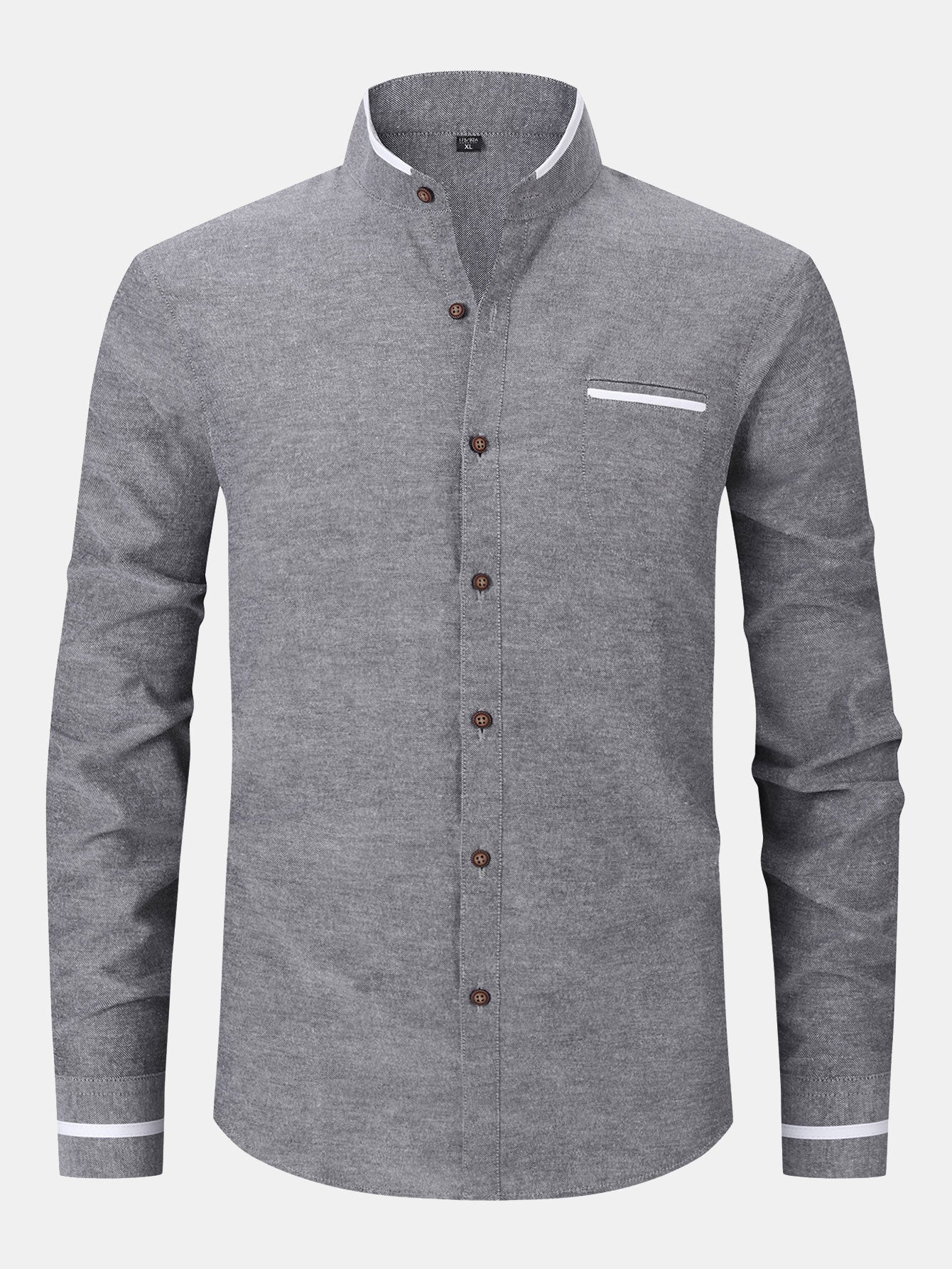 Camisa de manga larga Contrast Stand Collar