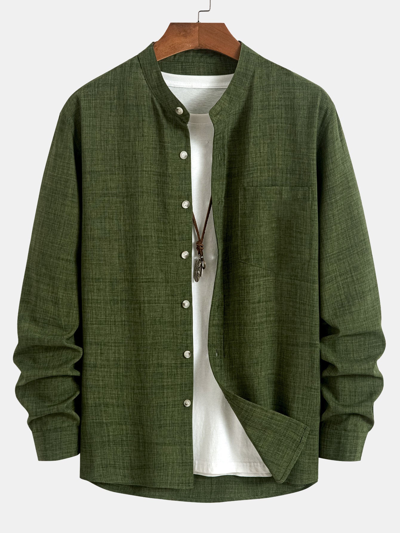 Camisa de manga larga Stand Collar