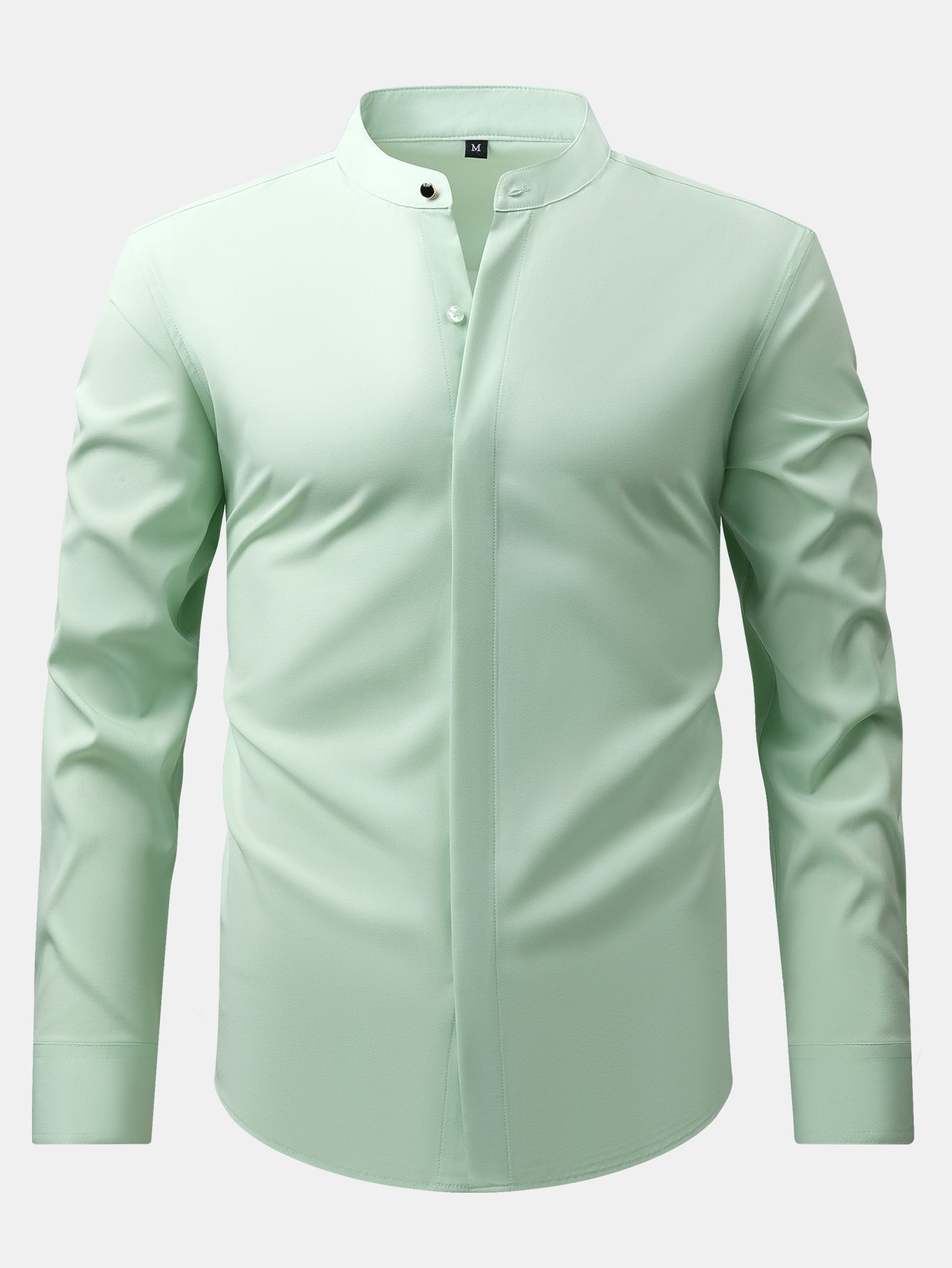 Camisa de vestir Non-Iron Hidden Placket Stand Collar
