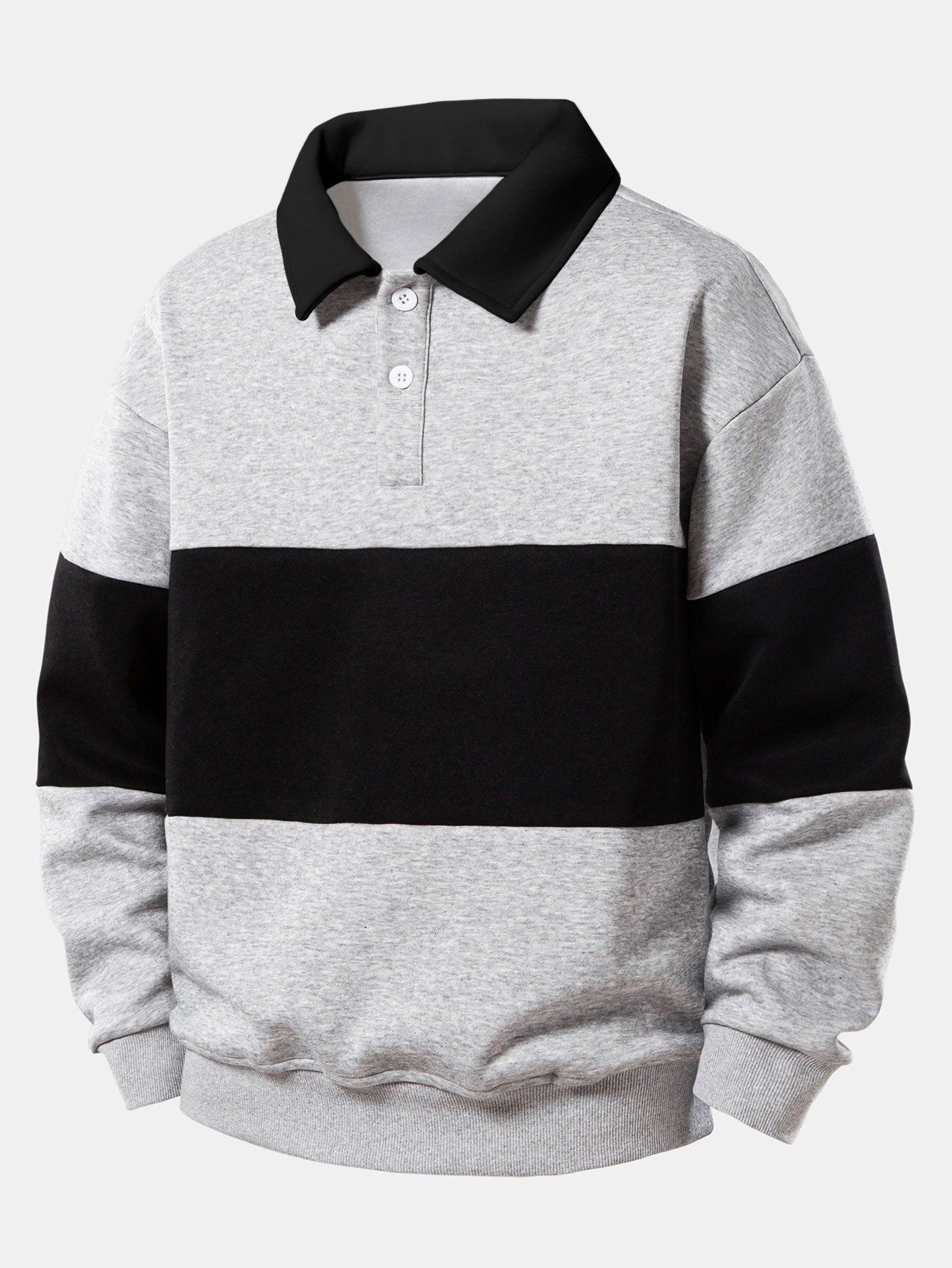 Sudadera Relax Fit en bloques de color Polo Collar & Straight Leg Pleated Pintuck Sweatpantalón