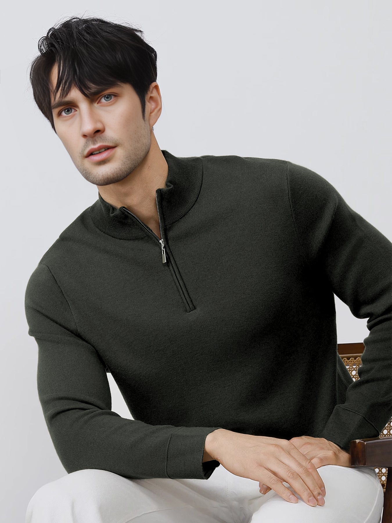Gentletejido Washable Half Zip Mock Neck Sweater