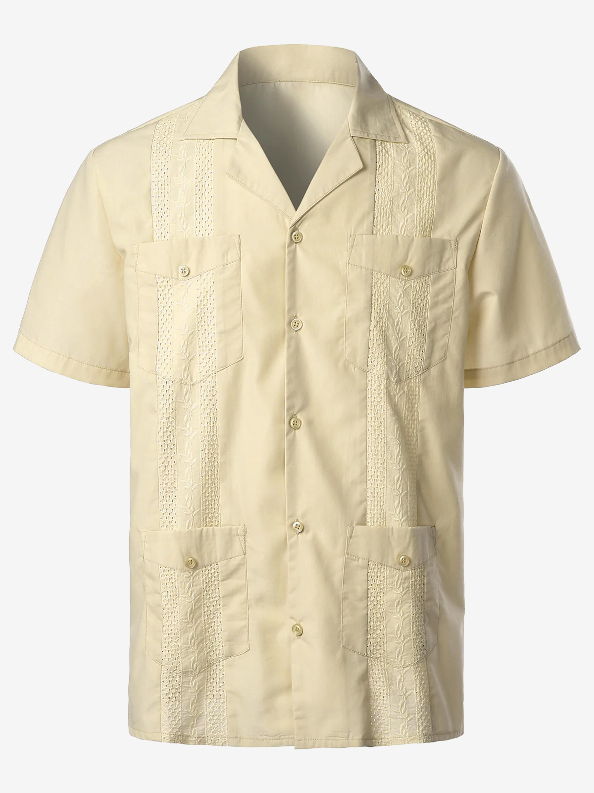 Camisa de color sólido de algodón de manga corta para hombre