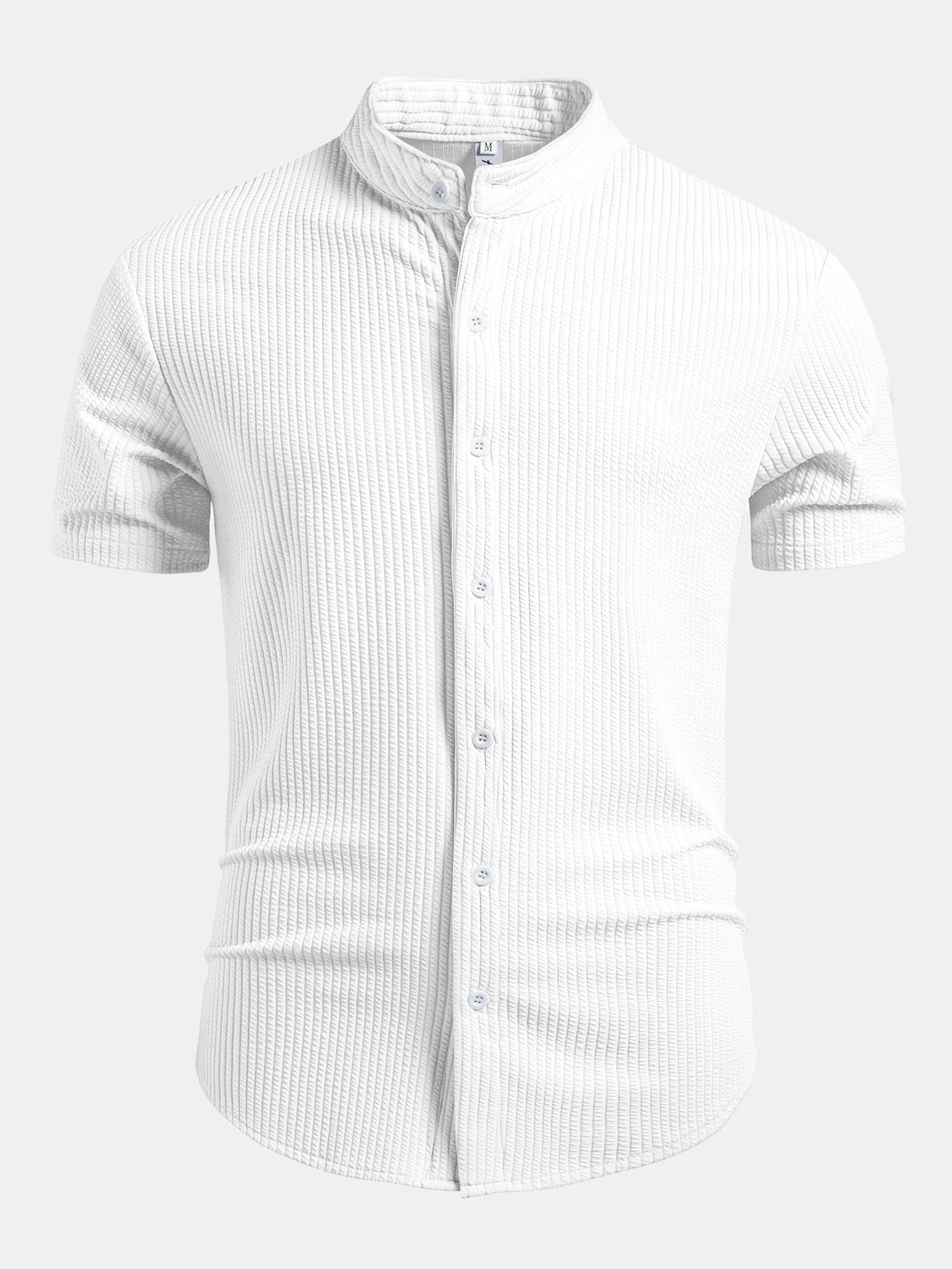 Camisa Muscle Fit Ribbed Stand Collar