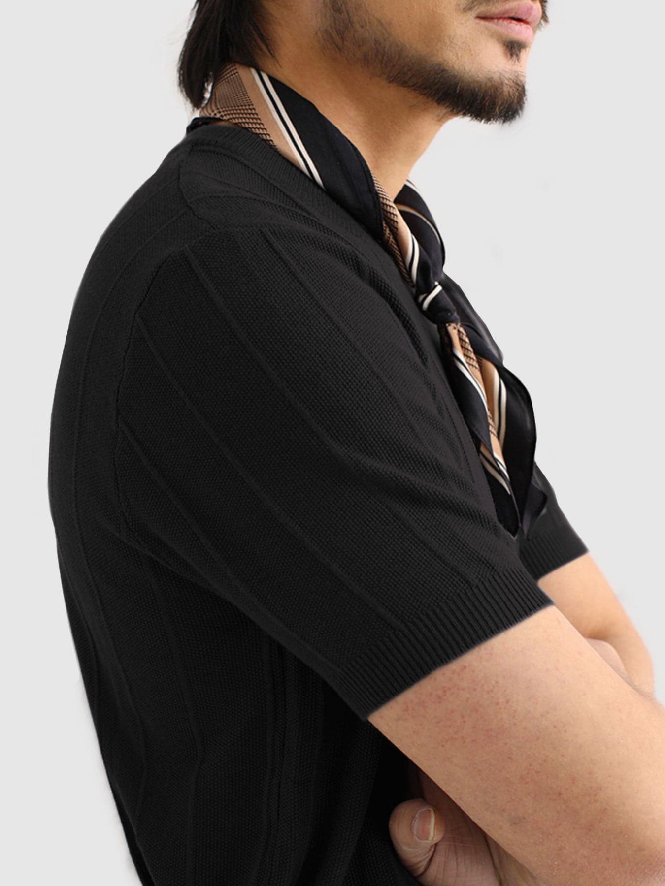 Camiseta Gentletejido transpirable a rayas de manga corta tejidoted