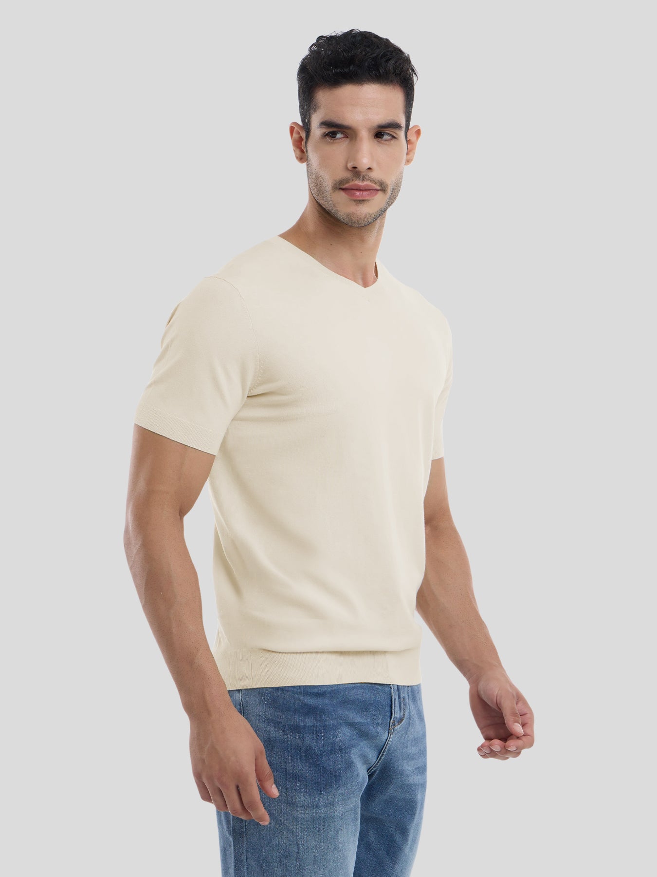 Camiseta Gentletejido de manga corta V-neck tejidoted
