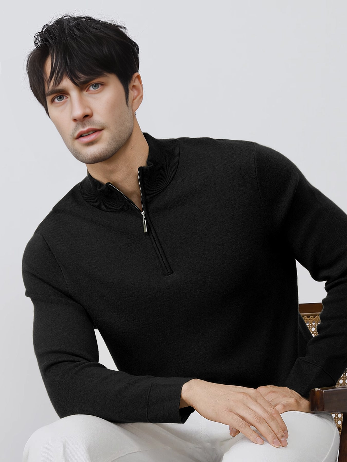 Gentletejido Washable Half Zip Mock Neck Sweater