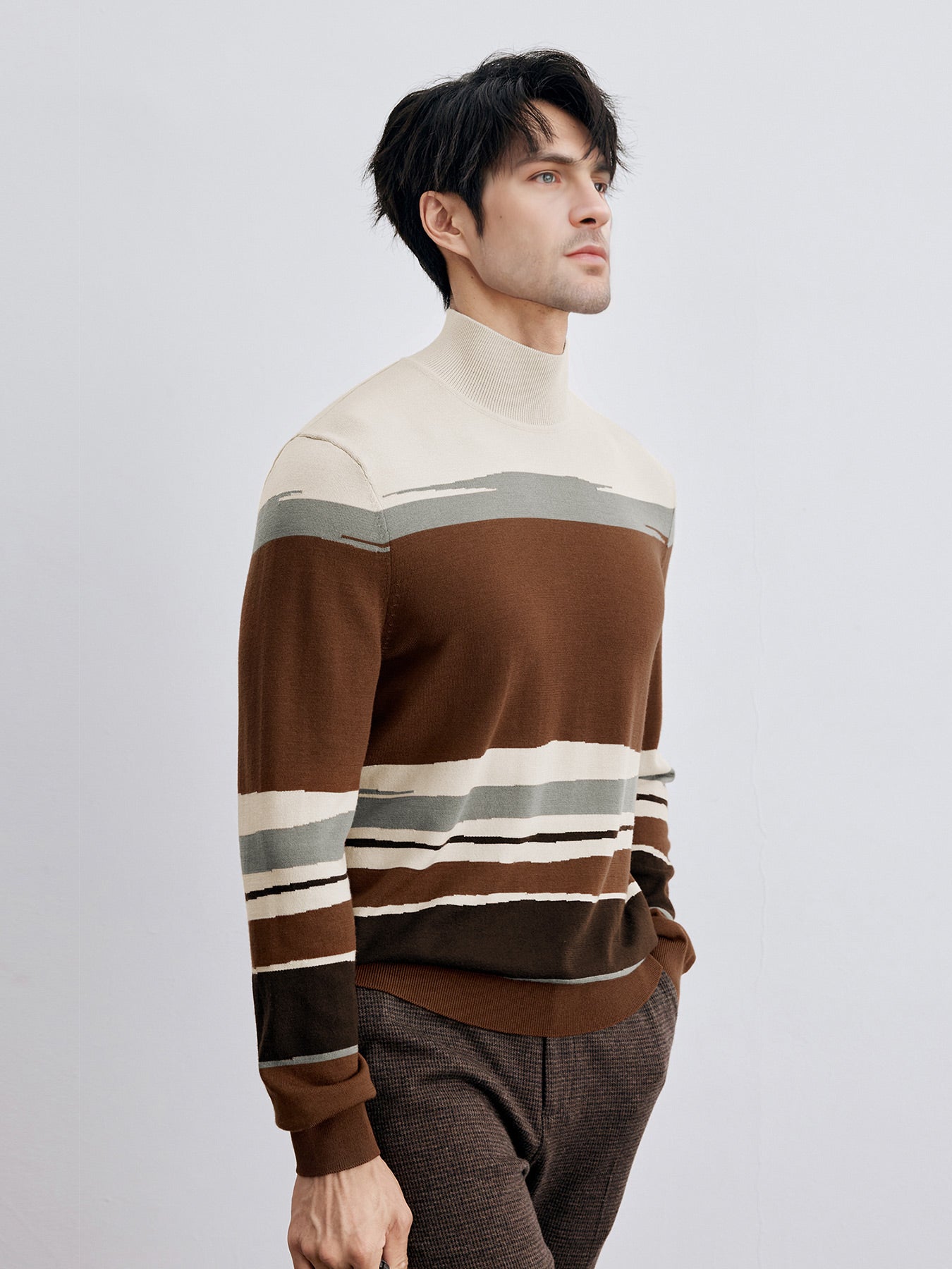 Gentletejido Mock Neck a rayas Sweater