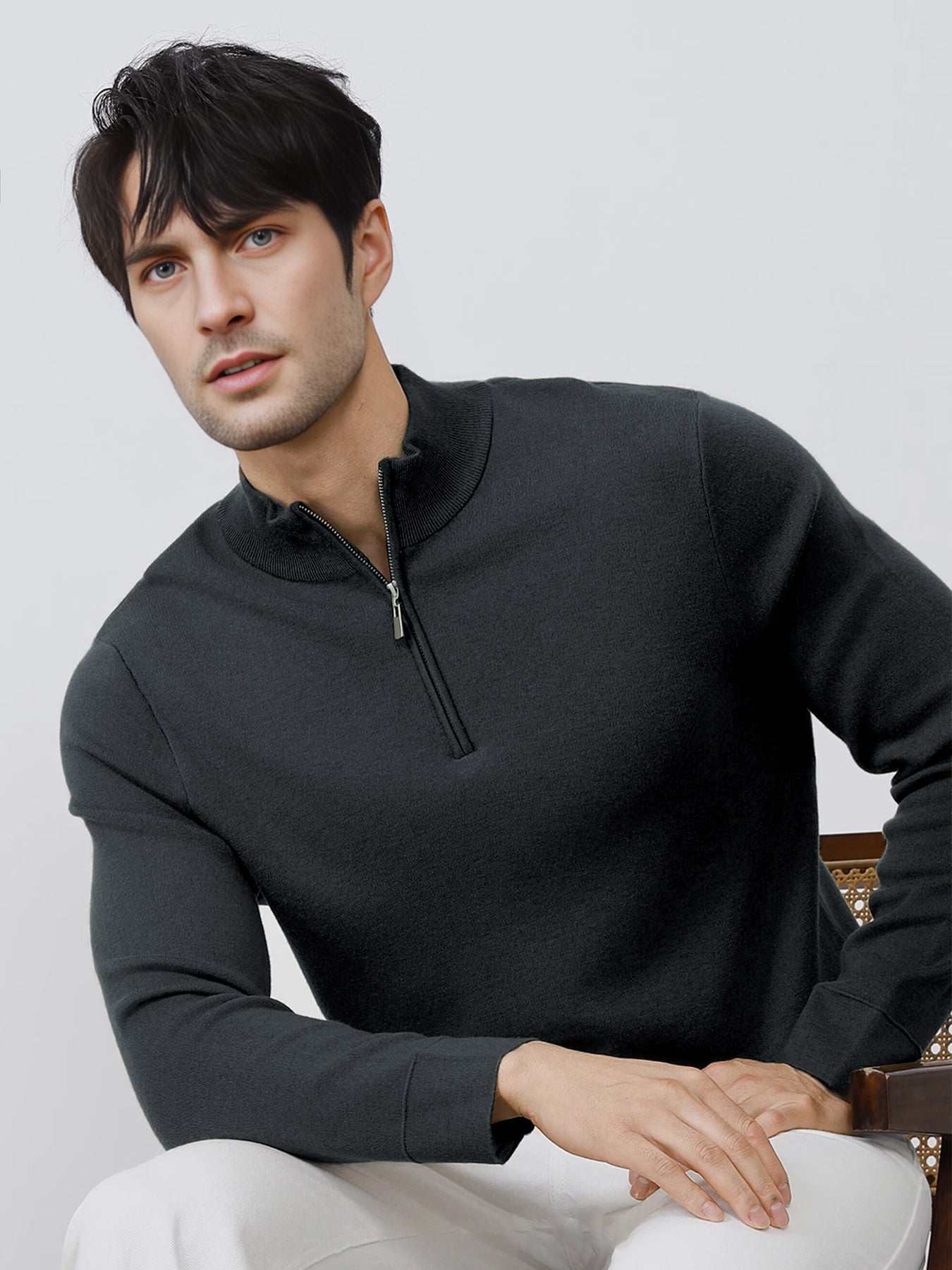 Gentletejido Washable Half Zip Mock Neck Sweater