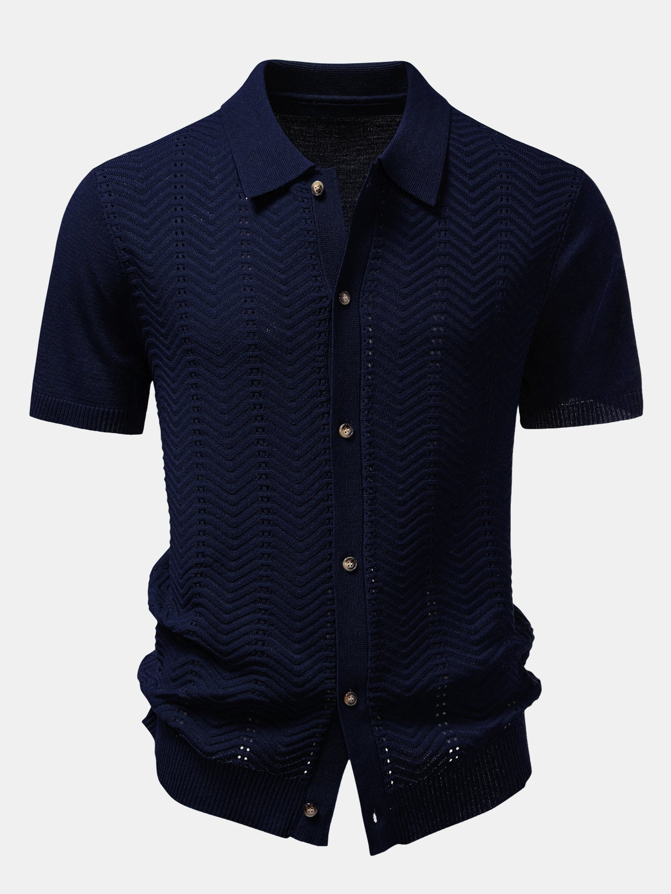 Textured Jacquard Button Up Knicamiseta