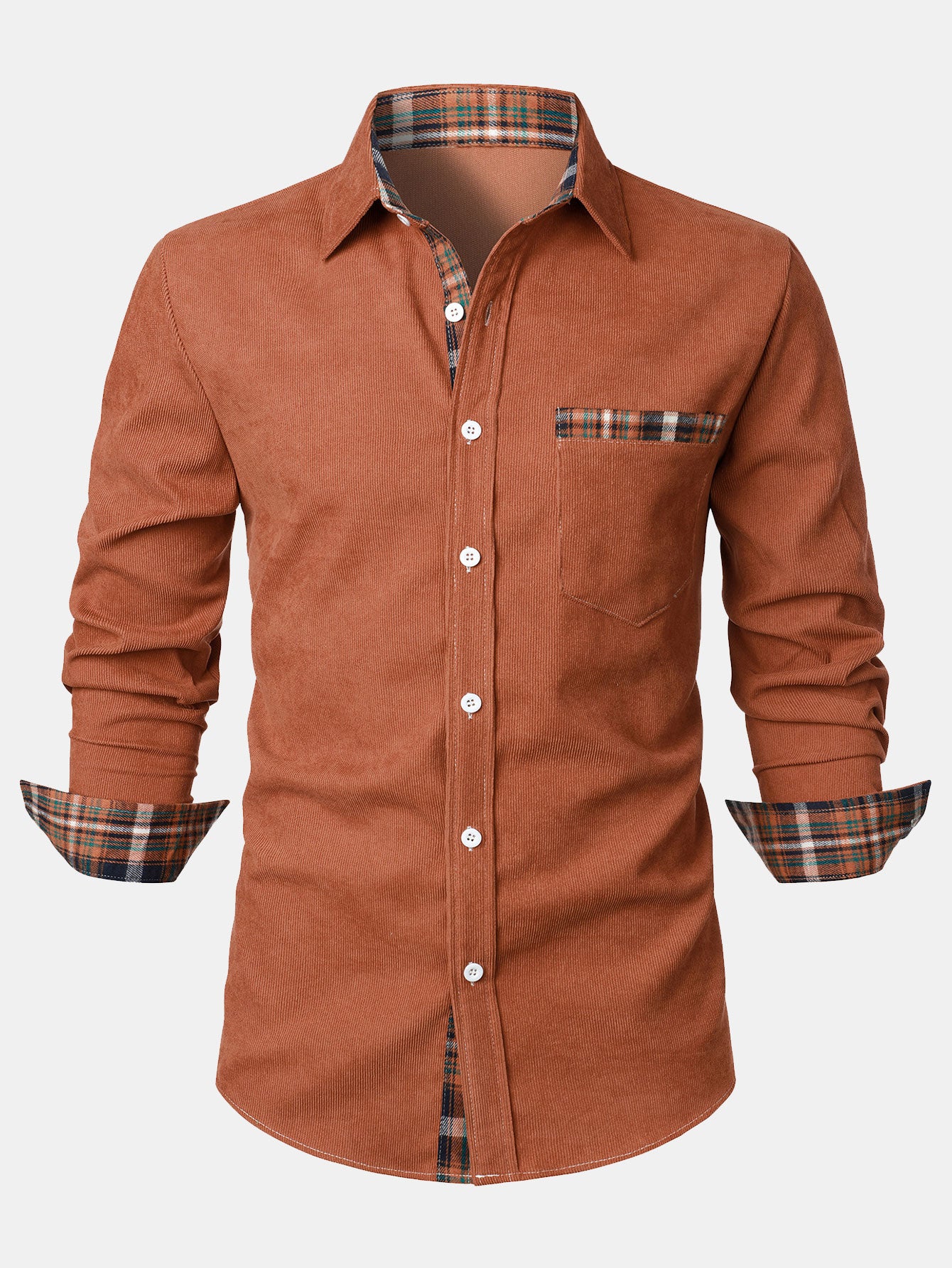 Camisa Corduroy a cuadros Panel Button Up