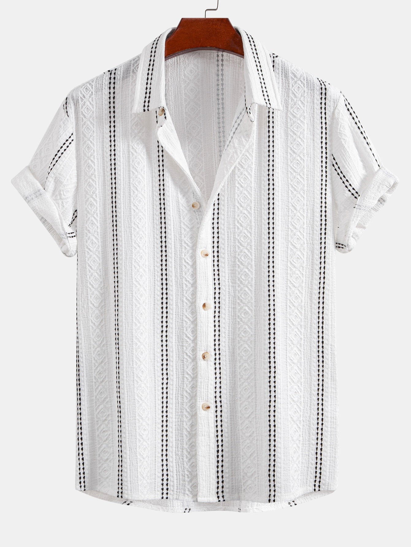Camisa Geometric a rayas Jacquard Button Up
