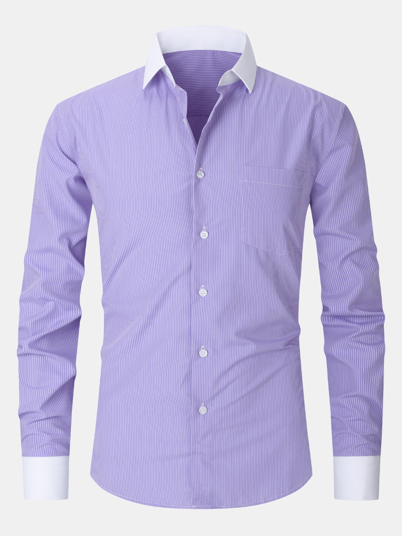 Camisa de vestir rayas Contrast Collar