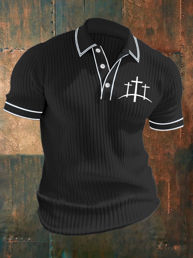 Casual Contrast Color Faith tejidoted jacquard Polo para hombre
