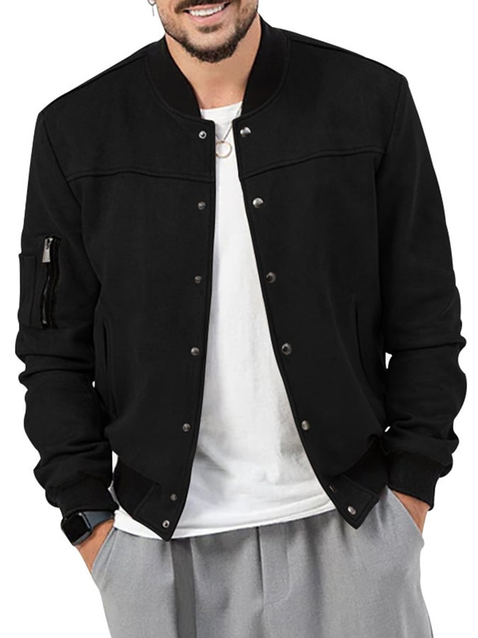 Chaqueta casual Baseball cuello Faux gamuza para hombre