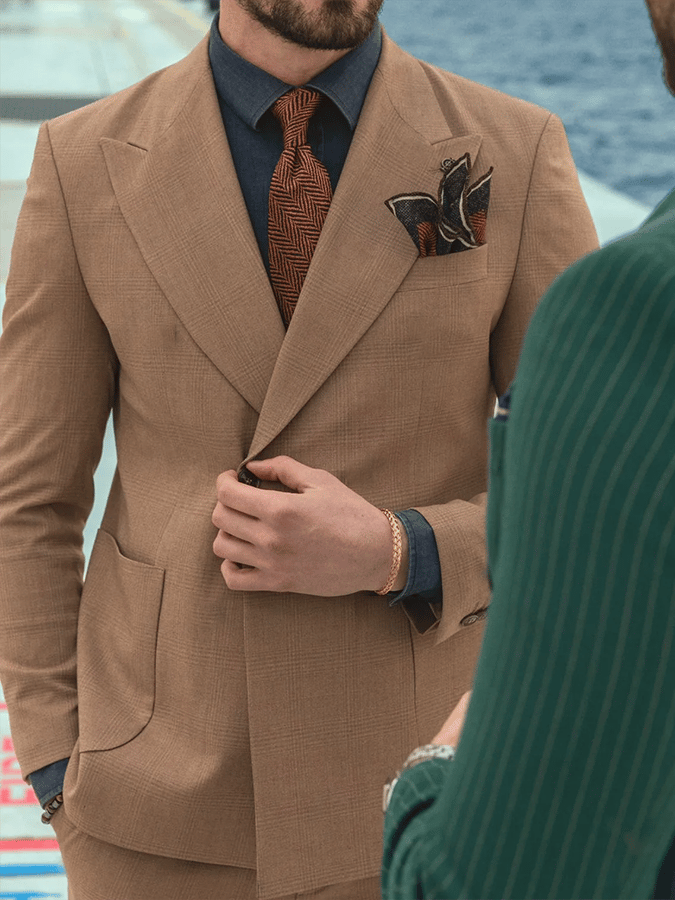 Chaqueta retro Single Breasted a cuadros Gentleman ejecutivo Suit para hombre