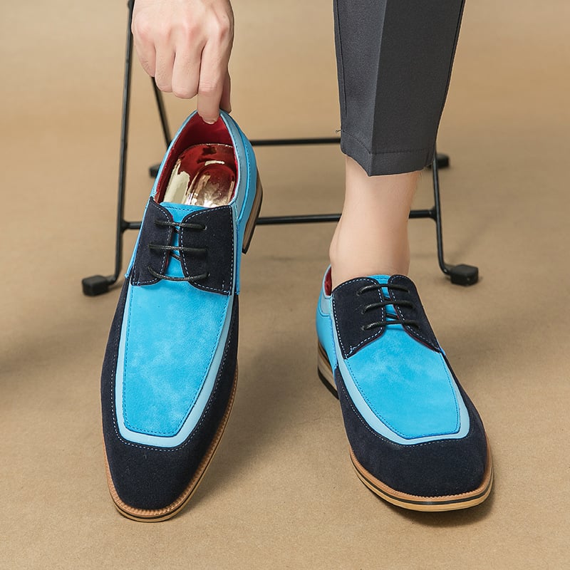 Zapatos elegantee British Style Matte Crash Color Lace Up Wooden Sole casual Faux cuero para hombre