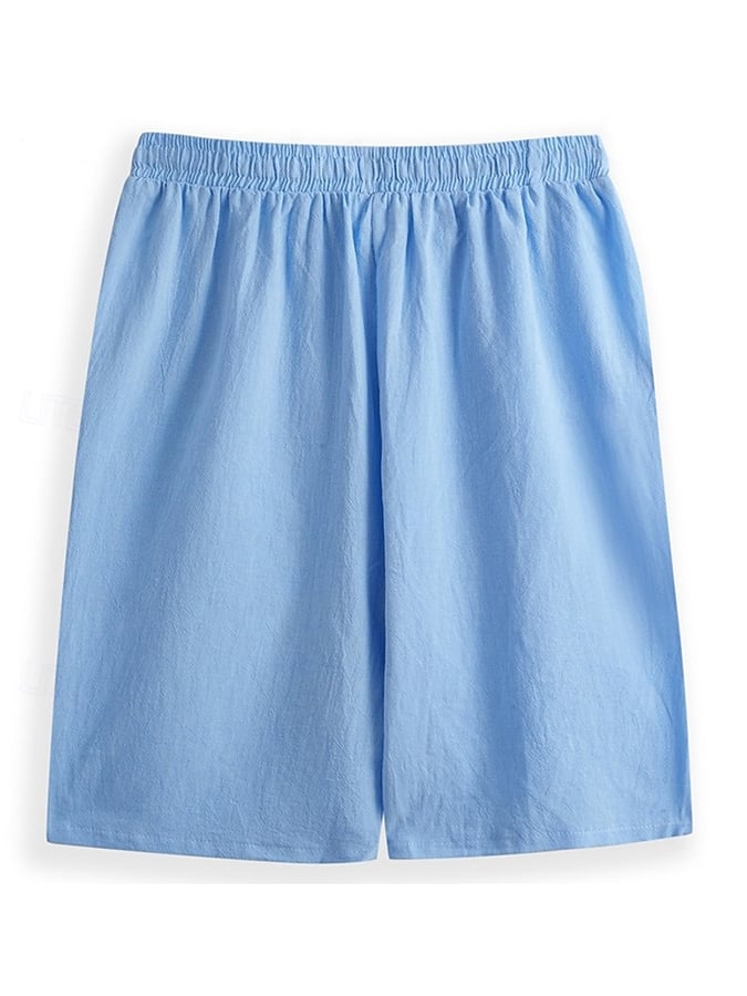Pantalón retro de color sólido Design Elastic Waist Lace-Up casual para hombre
