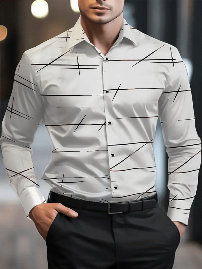 Camisa geométrico ejecutivo casual para hombre