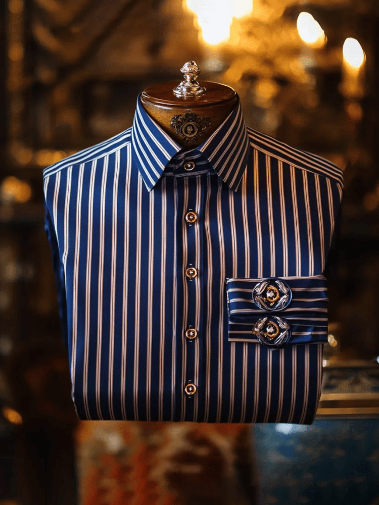 Camisa elegante Romantic a rayas de manga larga para hombre