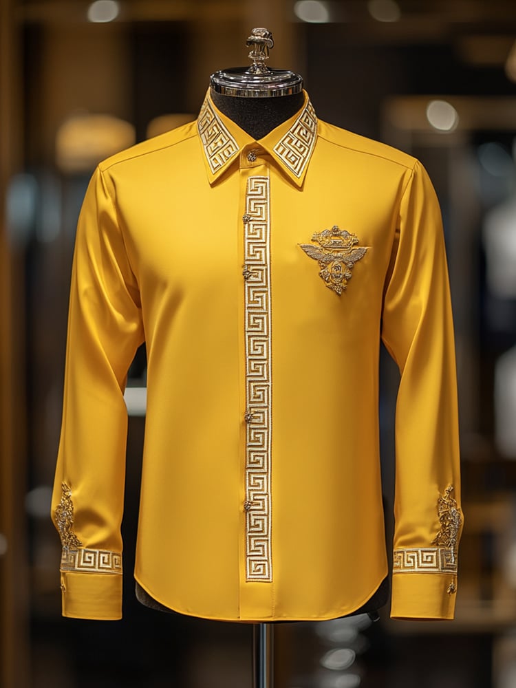 Camisa satén Luxe de manga larga con botones para hombre