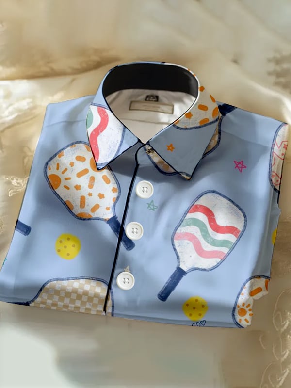 Camisa casual Pickleball estampado de manga corta