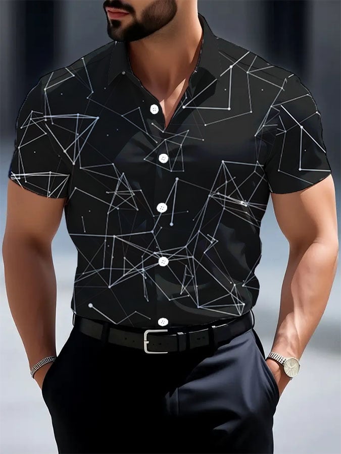 Camisa casual ejecutivo geométrico para hombre