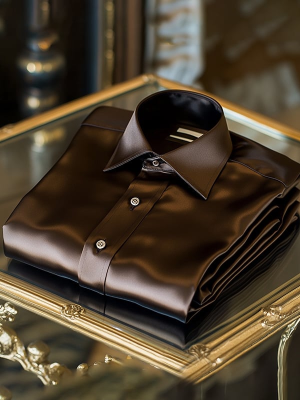 Camisa satén de lujo ejecutivo de manga larga para hombre