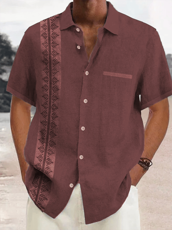 Camisa retro Hawaiian Vacation de manga corta para hombre