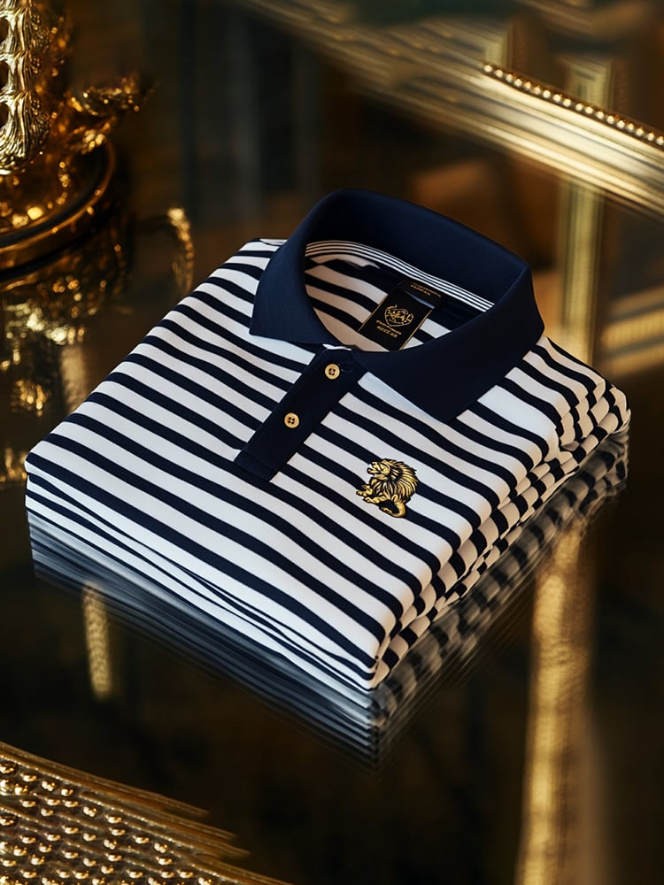 Camisa polo clásico ejecutivo Check Logo Button de manga corta para hombre