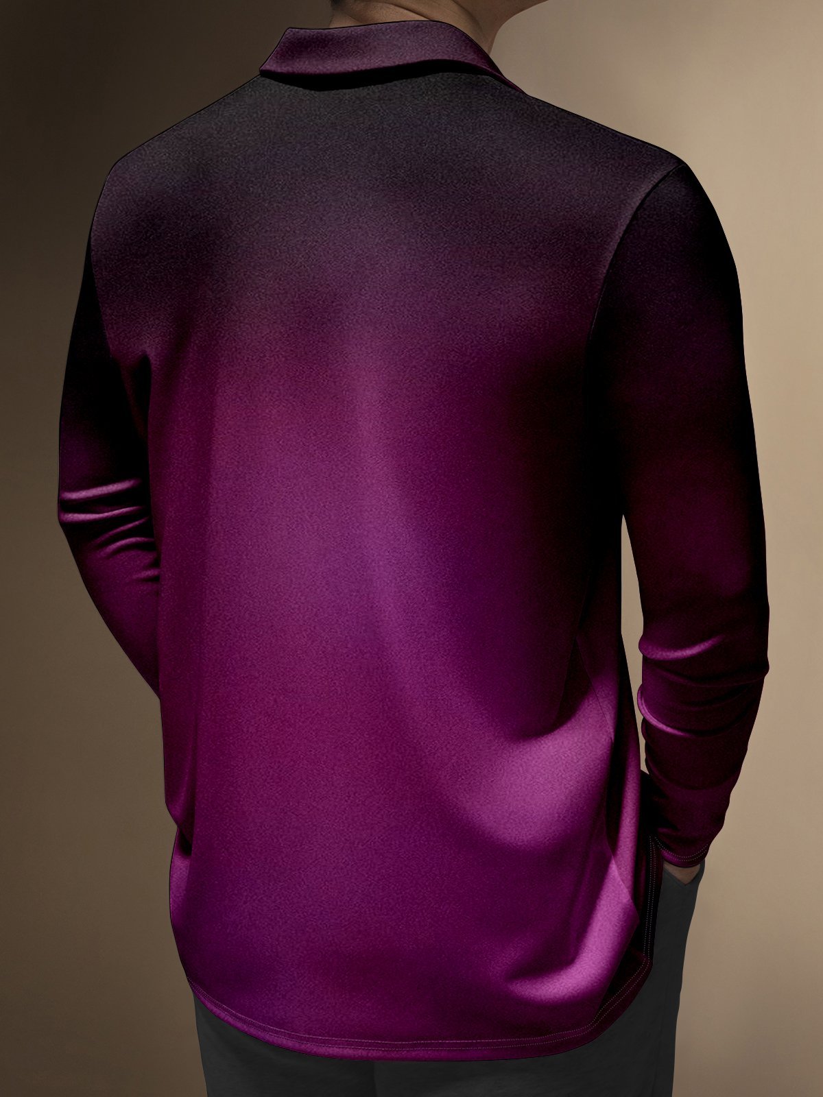Camisa polo ejecutivo casual a rayas de manga larga para hombre