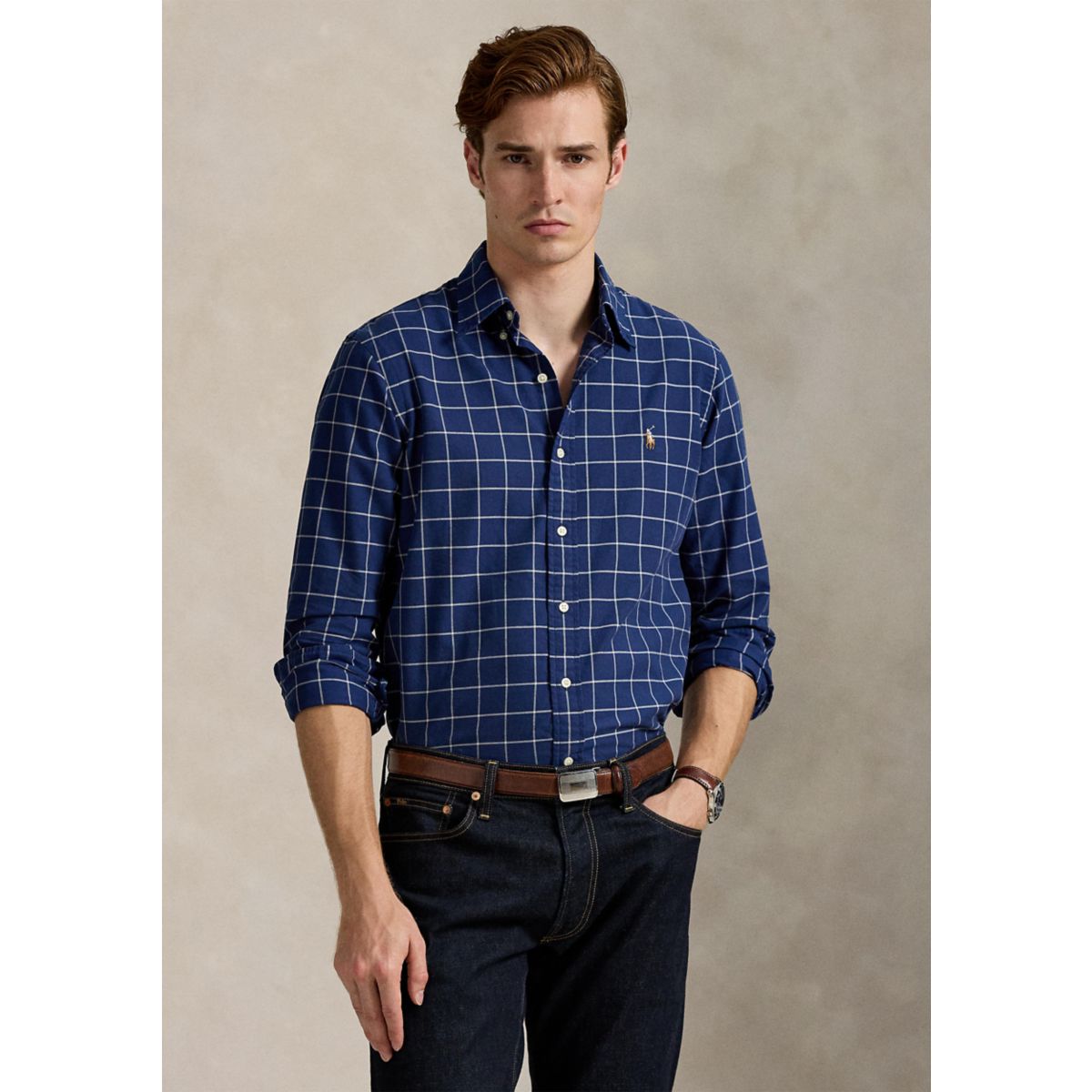 Classic Fit Windowpane Oxford Shirt - 1