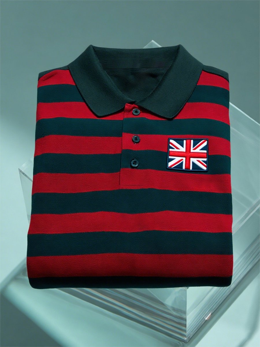 Camisa polo ejecutivo casual Union Jack Button de manga corta para hombre